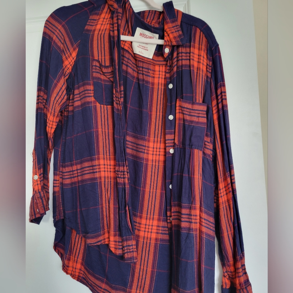 Orange and Navy Target Flannel